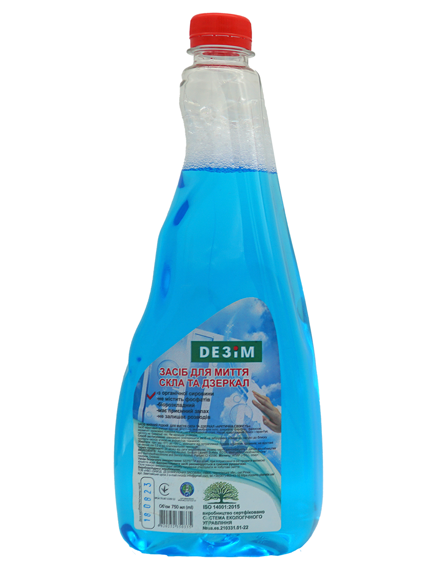 Засіб мийний рідкий для миття скла та дзеркал «Арктична свіжість» без розпилювача, DЕЗІМ, 0,75л